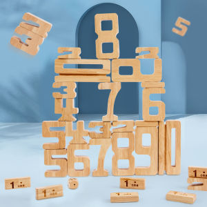28 Pieces Of Wooden Number Stacking Blocks For Children’S Math Learning Game To Develop Fine Motor Skills And Cognitive Ability
