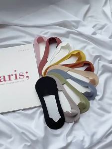 4 Pair/Set Ankle Socks Invisible Socks Silk Socks Slip Foot Sock For Women Candy With Silicone Socks Boat Socks