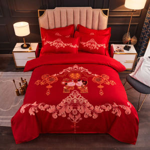 Wedding Red Cotton Bed Sheet Set