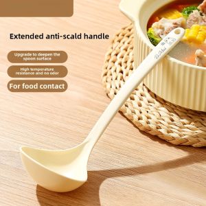 Large Plastic Soup Spoon with Long Handle for Kitchen Food Grade Rice Porridge Serving High Temperature Resistant Utensil