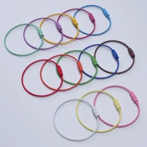 Dorcaszly 50mm Rust-Resistant Metal O Ring Keychain Screw Lock Cable Loop Wire Rope for DIY Craft Camping Hanging Accessories