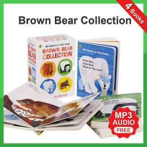 4 Books/set Brown Bear Collection By Eric Carle Childrens Book Hard Cover English Picture Books Card Board Books Story Book for Kids Early Learning Cognition Educational Gifts Bedtime Reading Brown Bear Brown Bear what do you see