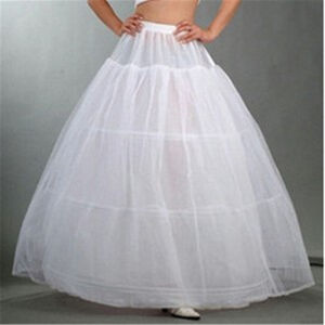 Women Crinoline Petticoat A-line Skirt Slips Long Underskirt for Wedding Bridal Dress Ball Gown White