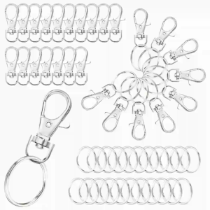 Lobster Clasp Snap Hooks with Key Rings Swivel Hardware for Keychain Making Jewelry DIY Crafts