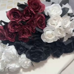 1/10PCS Artificial Roses Flowers Silk Long Stemmed Rose Bouquets Black Blue Fake Flower DIY Wedding Home Party Decor Bouquets
