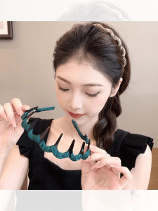 Womens Wave Hairband High Hairline Anti-slip Bangs Summer Headwear Toothed Hair Clip Fashionable Korean Style Fresh out