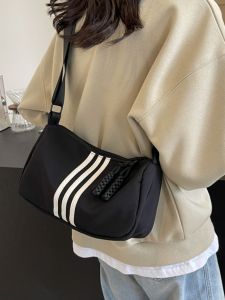 2024 New Nylon Crossbody Bag Womens Fashion Trendy Shoulder Bag Casual Zipper Closure Single Root Strap Wide Leisure Small Ornament Bag