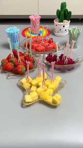 Garpu Buah Motif Serbaguna - Set Garpu Buah - Garpu Buah Mini Plastik - Isi 50pcs