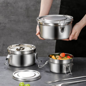 Stainless Steel 304 Airtight Food Storage Box Rice Bowl Steamed Vegetable Container Kitchen Refrigeration Preservation Case