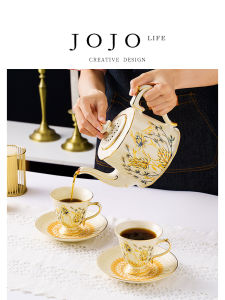 French Gold Rimmed Coffee Cup with Wheat Design
