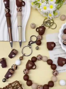 4/25/30 Chiếc Cà Phê Series Hạt Silicon Cho DIY Handmade Thủ Công Móc Khóa Dây Chuyền Vòng Tay Thời Trang Trang Sức Làm