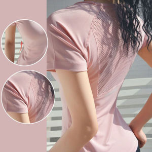 CAMPOUT【COD】sports cho nữ ngắn tay tốc độ quần áo khô chạy quần áo tập thể dục quần áo tập yoga vẻ đẹp lưới lưng căng mỏng Áo phông tập luyện