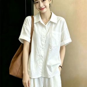 AIYITI | Summer 2026 Plus Size Unique Beautiful Commute Short Sleeve White Shirt