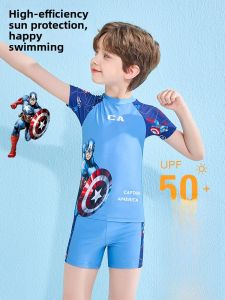 SHIPAILUO | Disney Marvel Boys Swimwear Quick Dry Two-Piece Swimming Suit Summer 2023 Kids Clothing Speedy Drying Poolwear For Children