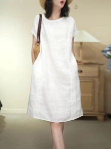 Shalldoer | Casual Lace Hollow Short Sleeve Dress Womens Summer New Lightweight Comfortable High Waist A-Line Skirt Trendy Casual Dress