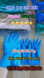 Găng tay cổ cao siêu dai - 10 đôi. Nhám cả bàn tay không giản nở trong nước dùng được nhiều lần. Găng tay chế biến thủy sản