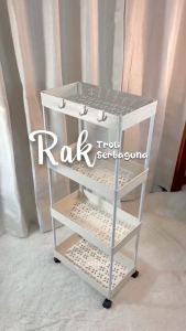 Rak Trolly Serbaguna rak dapur susun rak dorong serbaguna rak troli rak kamar mandi 4 tingkat dengan roda