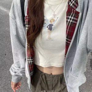 American Style Hoodie Jacket Women Autumn Winter New Popular Small Korean Chic Lazy Style Top Cotton Polyester Blend Zipper Closure