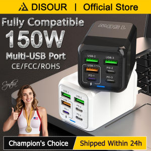 150W Super Fast Charger Multi-USB Port Mobile Phone Charger 6 Ports 3 USB + 3 PD US EU UK Charger For iPhone Samsung Xiaomi Oneplus Charger
