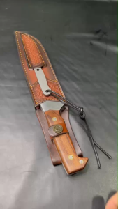 มีดพกพา 2เล่มใน1ซอง มีดแล่เนื้อ พร้อมซองpuหนา เล่มใหญ่ด้ามไม้ เล่มเล็กเหล็กDC53ใช้งานอเนกประสงค์