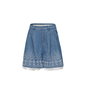 XIAOLI | Capsule Series Designer Beaded Edge Denim Shorts