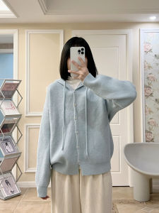 เสื้อสเวตเตอร์ถักมีฮู้ดแบบหนาสำหรับผู้หญิงในฤดูใบไม้ร่วงและฤดูหนาว เสื้อคาร์ดิแกนถักแบบหลวมๆ ทรงหลวมๆ สำหรับผู้หญิง เสื้อคลุมกันหนาวแบบมีฮู้ด