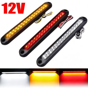 12V 15LED Tail Light Strip Waterproof High Brightness Car Truck Trailer Turn Signal Stop Brake Warning Lamp Yellow/ White Parking Signal Warn Light