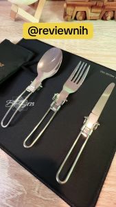 Sendok Garpu Pisau Lipat Stainless Steel Plus Oxford Cloth Storage BAG Nobana