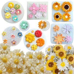 Small Floral Polymer Clay Molds Mini Flower and Leaf Candle Making Mold DIY Small Rose Daisy Silicone Soap Mold Home Decor Tool