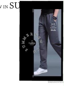 #กางเกงขายาวผู้ชาย สกรีนลายรูปรอยยิ้ม SMILE +ราคาพิเศษ=เกิบเงินปลายทาง ลายมินิมอลๆ ดูเก๋