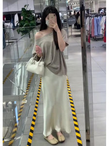 YUEZHONGWEI | French Style Loose Batwing Sleeve Ice Silk Short Sleeve Knitted Top Women Summer Unique Beautiful Early Summer Casual Shirt