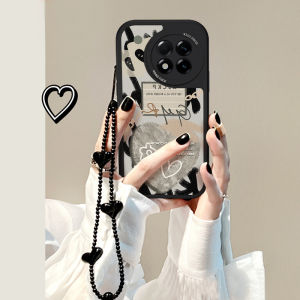 NAZHIMING | Black and White Graffiti Heart Ins Style Womens Phone Case with Bracelet Full Cover Shockproof