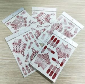 Henna Instan Putih 1 PCS (Untuk Sepasang Tangan) Free Gliter Manik Manik Lem Kulit Henna Wedding Henna Tempel