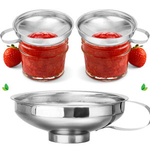 1/2pcs Multi-function Wide Mouth Funnel Stainless Steel Liquid Funnel with Handle Jam Salad Dressing Filter Home Kitchen Gadgets