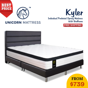 Unicorn Kyler 10 Inch Individual Pocketed Spring Mattress With Divan Bedframe 888/882 Bundle Set