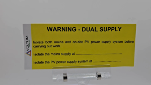 SS 638 Electrical Warning Notice Dual Supply Sign Label Sticker 140mm x 60mm Voltlim SKU 5009