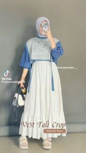 YURA VEST TALI CROP BLASTER | ROMPI RAJUT TALI SAMPING MOTIF GARIS TERBARU | ROMPI RAJUT WANITA