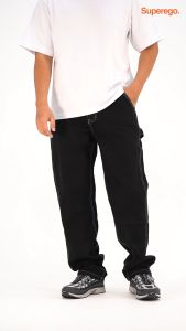 Superego Celana Carpenter Denim Jeans Panjang Utility Standar Black