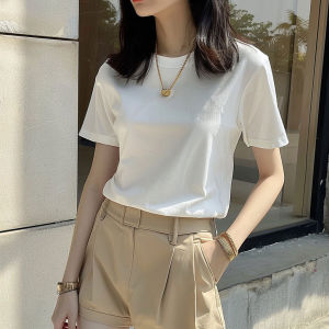 American Style Shoulder Pure Cotton Short Sleeve T-Shirt Women Summer New Fashion Loose Slimming Top Korean Style Casual Wear