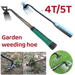 4/5 Teeth Weeder Digging Root Remover High Quality Garden Hoe Weeding Uprooting Tool Steel Weed Pulle