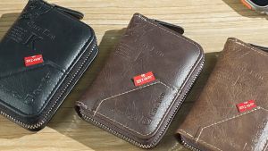 🔥ส่งไวจากไทย🔥P284 กระเป๋าใส่เหรียญ ใส่บัตรเครดิต และบัตรเครดิต ขนาดเล็ก แต่งซิป แฟชั่นเรโทร สําหรับผู้ชาย กระเป๋าใส่บัตร Card holder กระเป๋าสตางค์วินเทจ