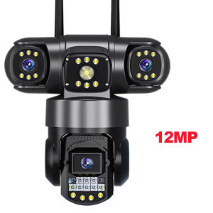 10K 20MP WIFI IP Camera Outdoor 4 Lens 4 Screens 16X Zoom CCTV Wireless Video Surveillance Cameras 6K 12MP Security Protection