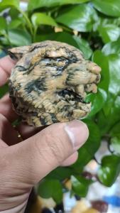Natural Tiger Skin Jade Stone Tiger Head Crystal Carving Animal Figurine Healing Energy Reiki Gemstone Crafts For Christmas Gift