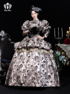 Renaissance Elegant Noblewomans Gown Vintage High-End Fashion Show Photography Court Costume by Fan Fox Polyester Fiber