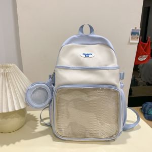 Adorable Transparent School Bag for Junior High Girls Large Capacity Backpack Double Shoulder Straps Korean Style Casual Backpack