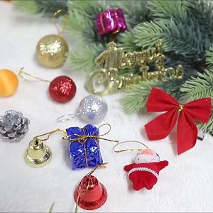 1 pack Christmas tree Decoration Gift Christmas ball clock Santa Bow Xmas Tree Pendant for 2024 Home Party Decoration