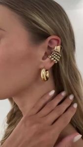 Ingemark | Ingemark 7Pcs/Set Punk Trendy CCB Beads Clip Earrings for Women Vintage Geometry Metal C Shape Earring Party Jewelry Accessories