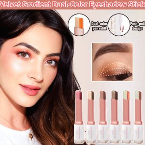 Velvet Gradient Dual-Color Eyeshadow Stick Waterproof Long Lasting Shimmer Metallic Eye Makeup Pen