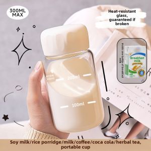 CrossOver | Portable Fat Cup Glass Milk Coffee Bean Drink Holder Female High Aesthetic Value Transparent Simple Style Water Cup for On-The-Go