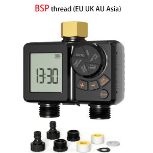 2-Outlet Garden Watering Timer Waterproof Automatic Drip Irrigation Controller Water Valve Lawn Yard Automatic Watering System